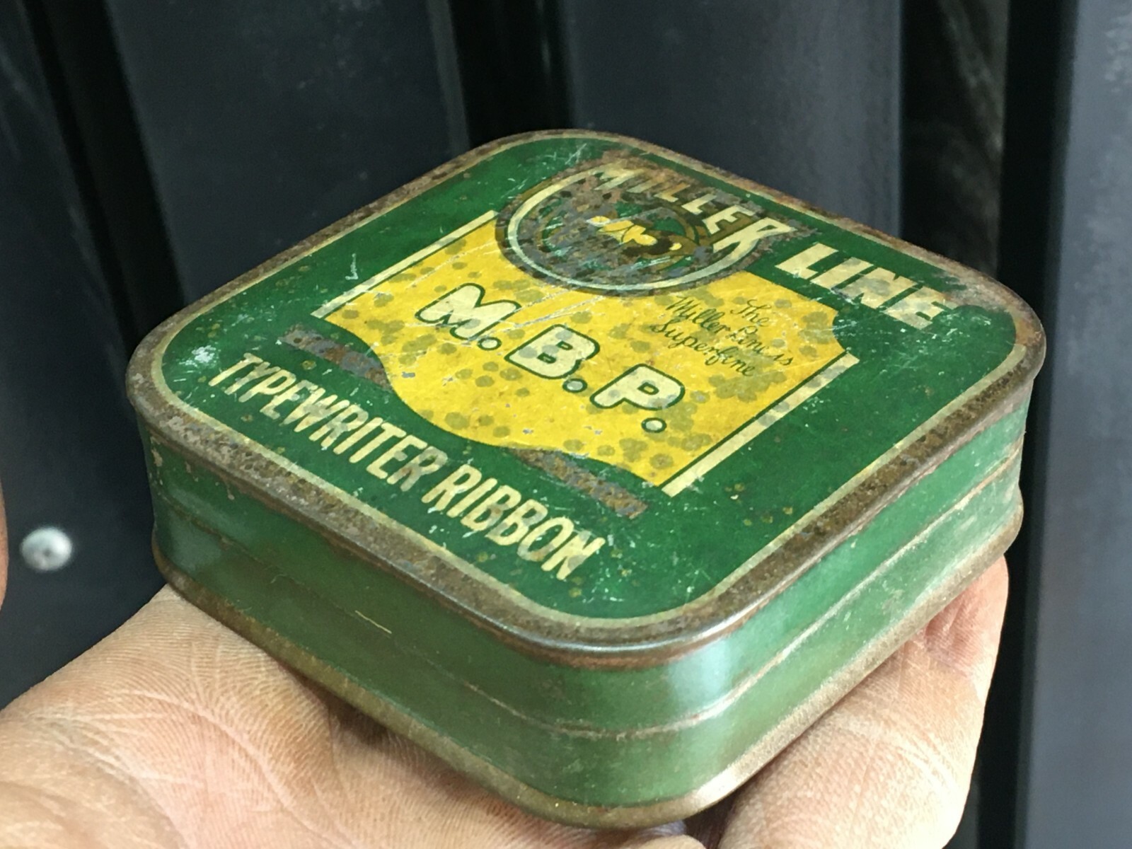 Old Vintage Rare M.B.P Brand Typewriter Ribbon Adv. Iron Tin Box U.S.A
