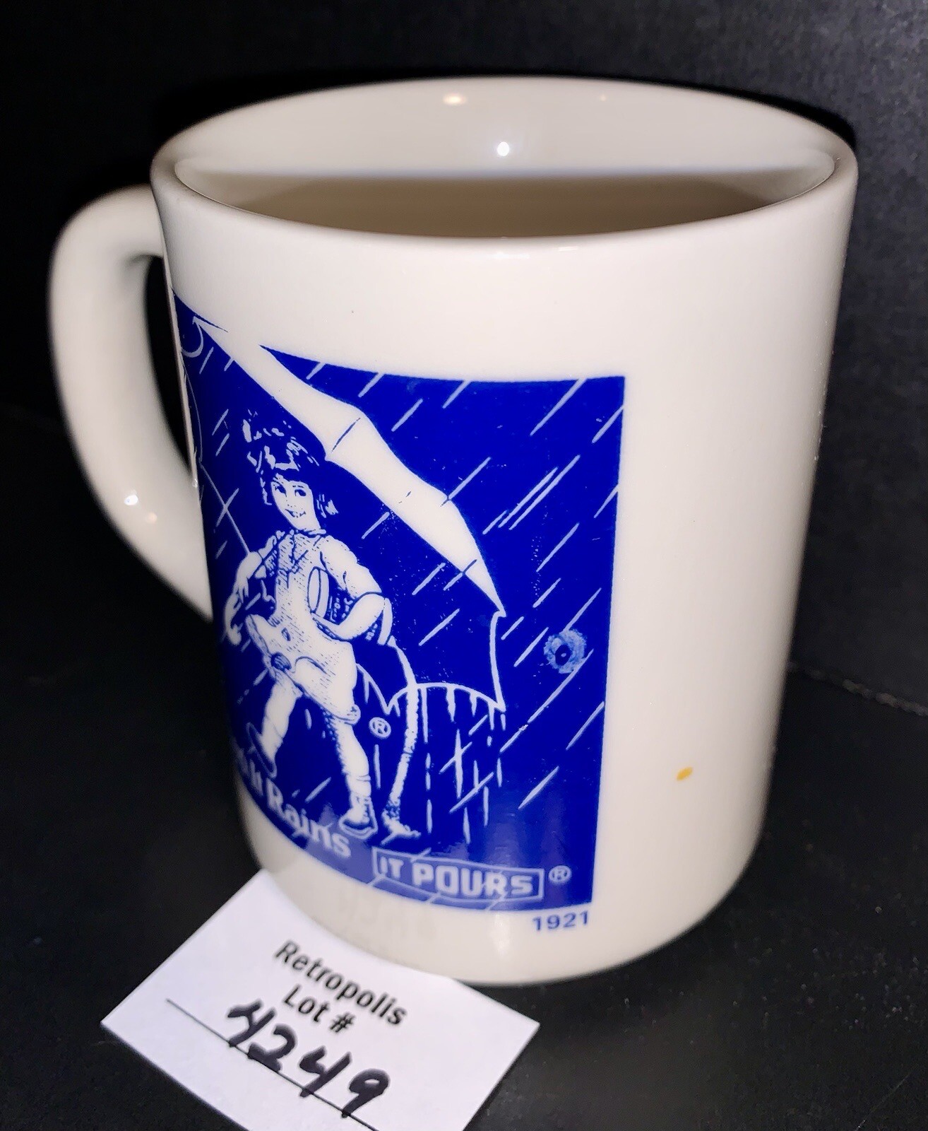 MORTON SALT Girl 1921 Logo When It Rains It Pours COFFEE Mug Vintage