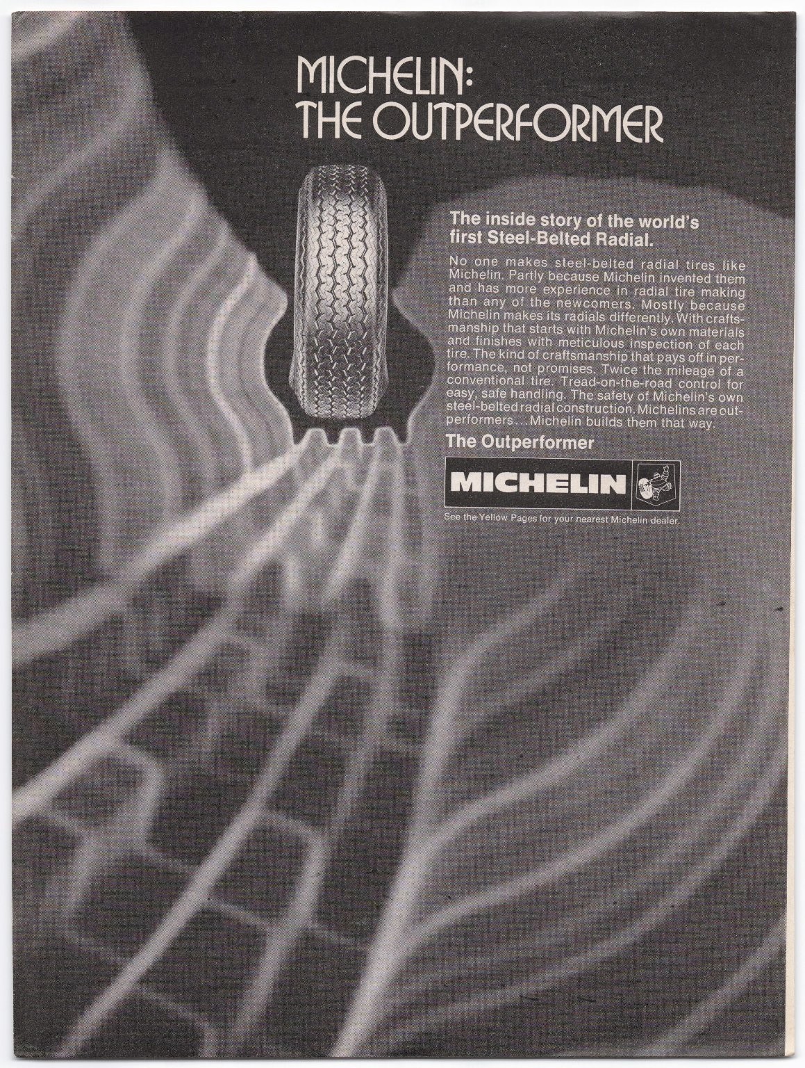 Vintage Michelin Tire Magazine Ad The Outperformer Steel-Belted Radial 1970s