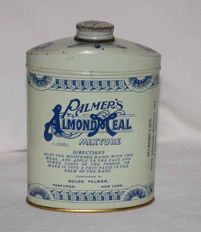 Vtg Palmer’s Almond Meal Mixture Tin Solon Palmer Perfumer Movie Prop Decor!!