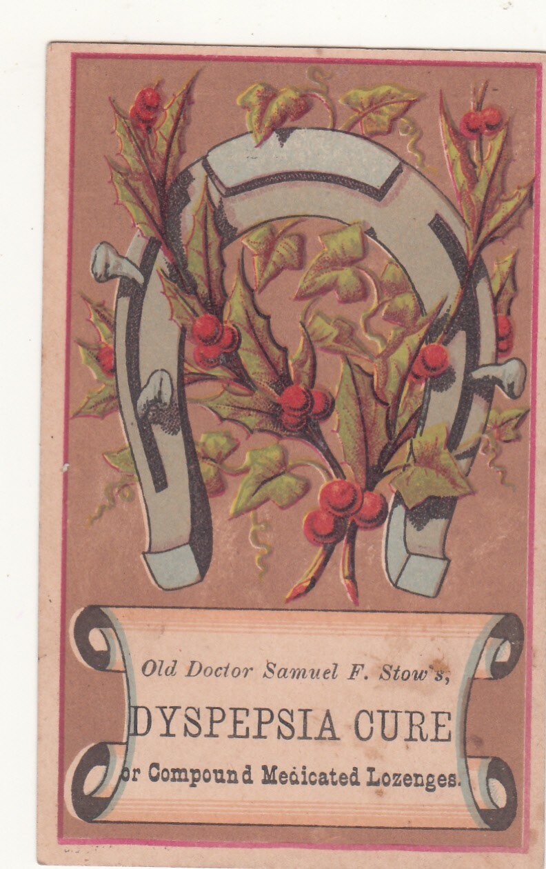 Old Doctor Samuel F Stow’s Dyspepsia Cure Horseshoe Vict Card c1880s