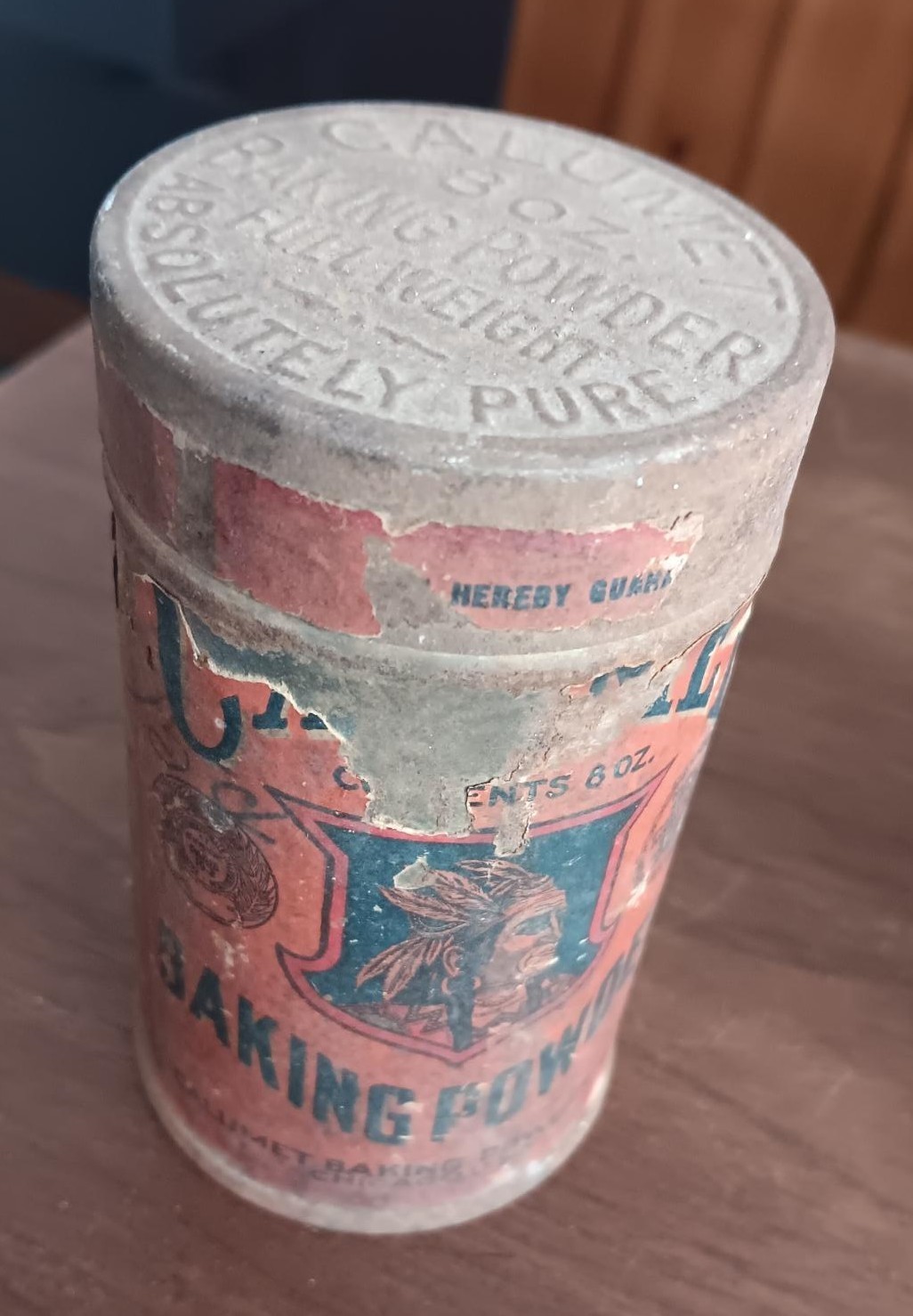 Vintage Calumet 8oz 8 ounce Baking Power Tin with Stamped Lid