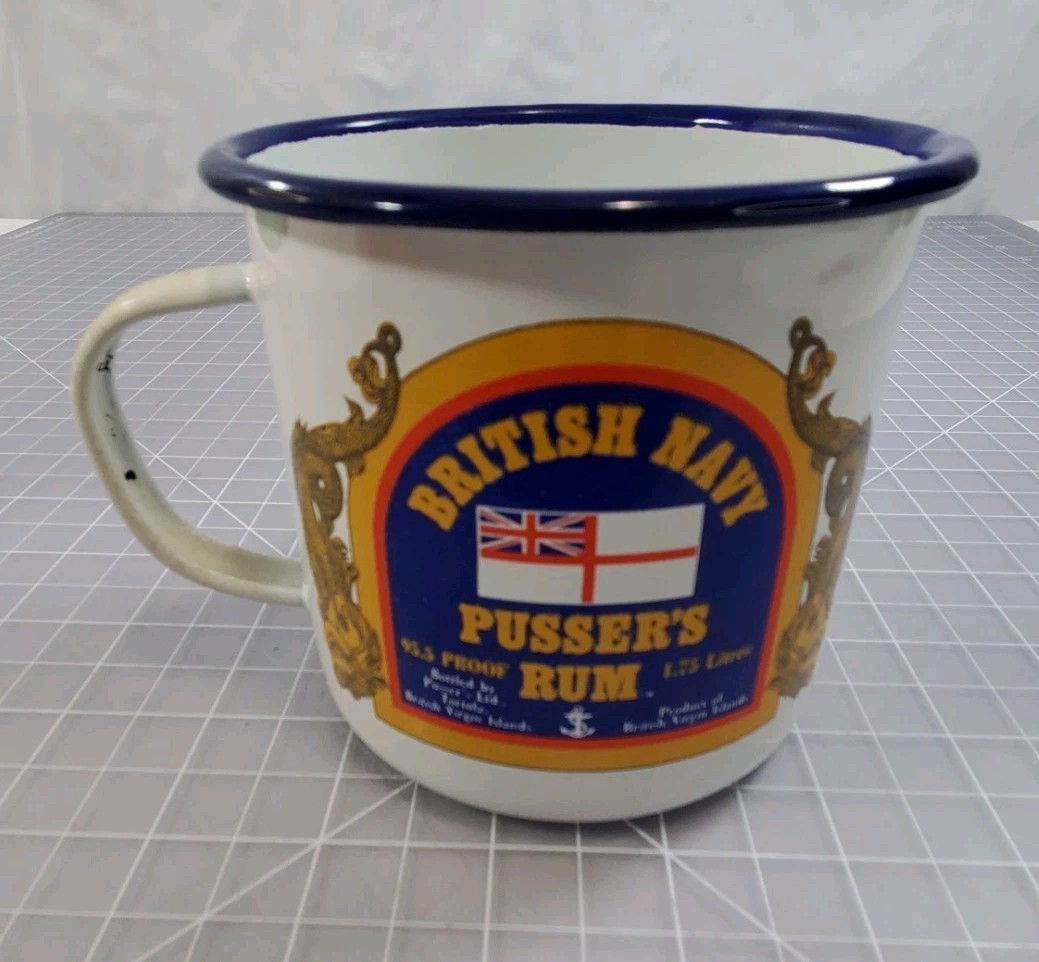 Vintage Pusser’s Rum Metal Mug – British Royal Navy – Made in England
