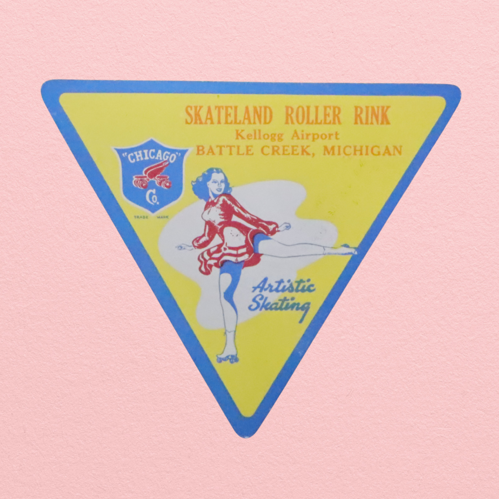 Vintage Battle Creek Michigan Roller Skating Rink Sticker Label Rare S14