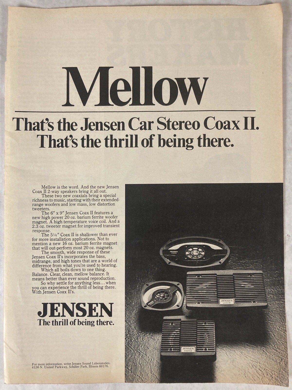 1979 Jensen Car Stereo Radio Print Ad Mellow