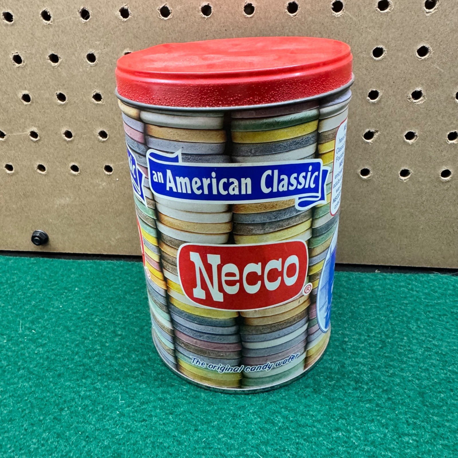 Vintage Necco Wafer Candy Tin Red Lid Metal Storage Container 10oz USA