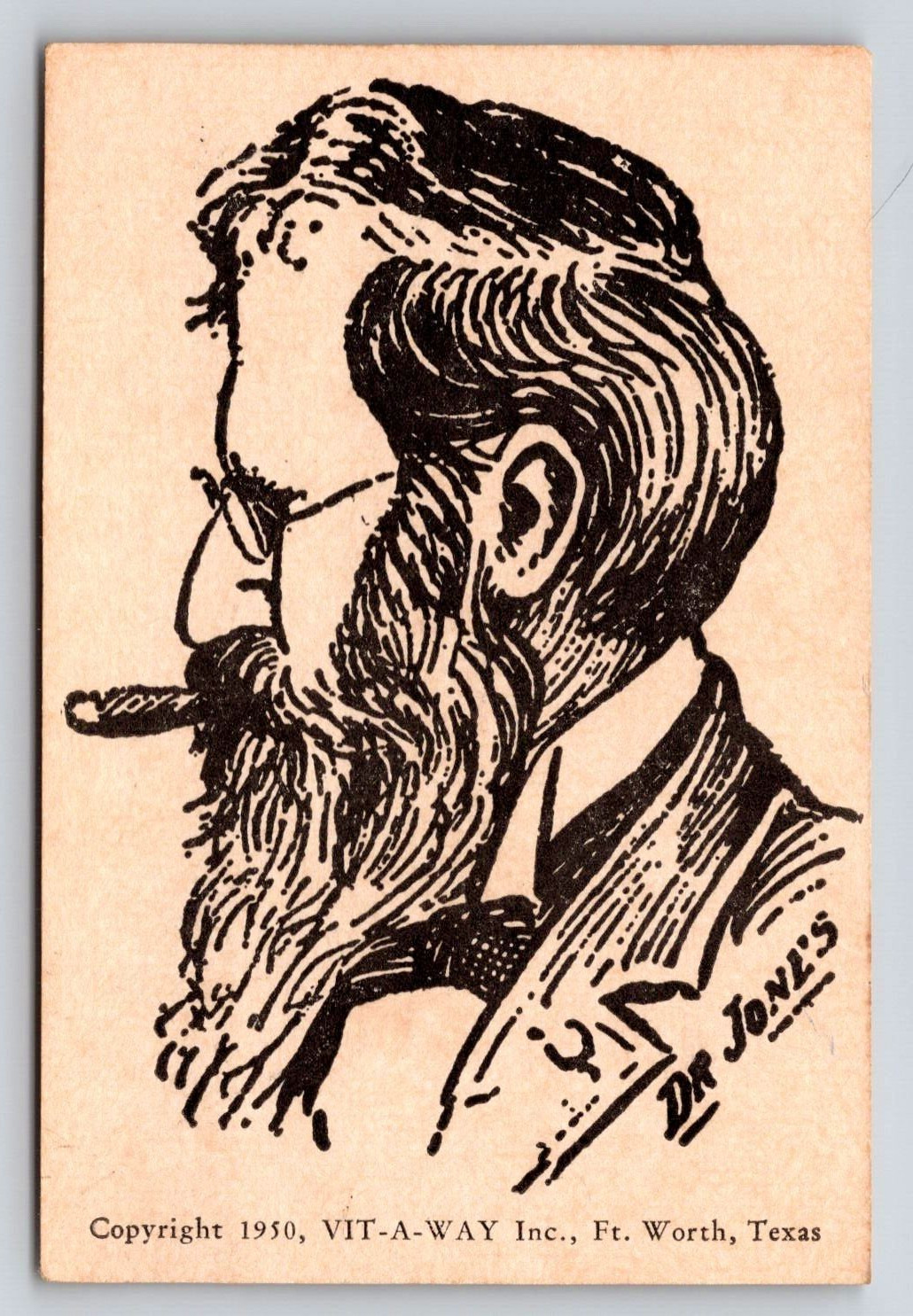 Fort Worth TX Vit-A-Way Vitaway Trade Card Dr Jones Cigar Smoke Advertising Vtg