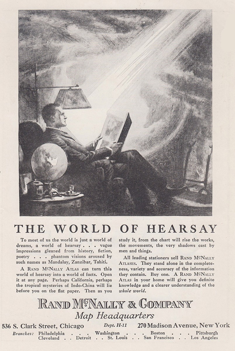 1924 Rand McNally: The World of Hearsay Vintage Print Ad