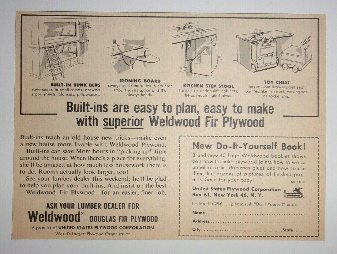 1955 Weldwood Douglas Fir Plywood Advertisement New York, NY
