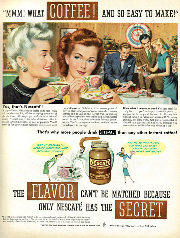 Arthur Sarnoff Nescafe DART BOARD Henry Heier Kentucky Tavern 1948 Magazine Ad