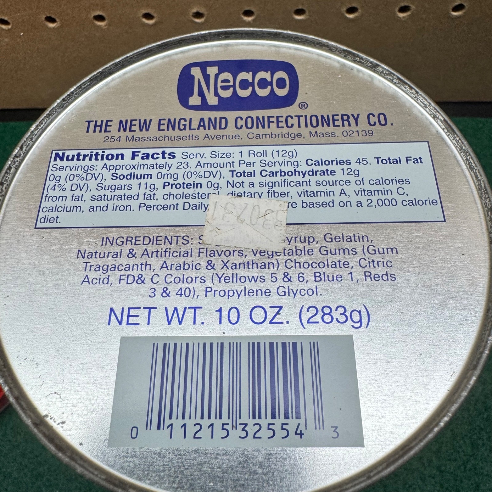 Vintage Necco Wafer Candy Tin Red Lid Metal Storage Container 10oz USA