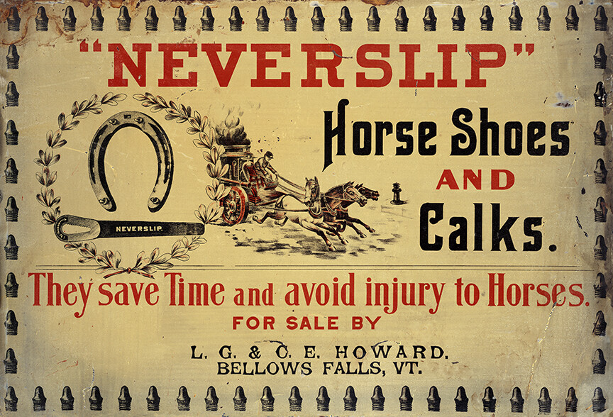 NEVERSLIP HORSE SHOES AND CALKS ADVERTISING METAL SIGN