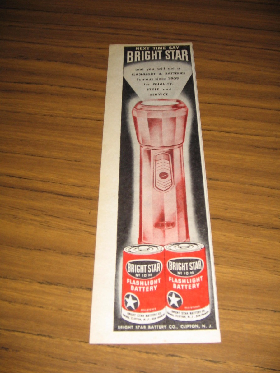 1945 Print Ad Bright Star Battery Flashlights & Batteries Clifton,NJ