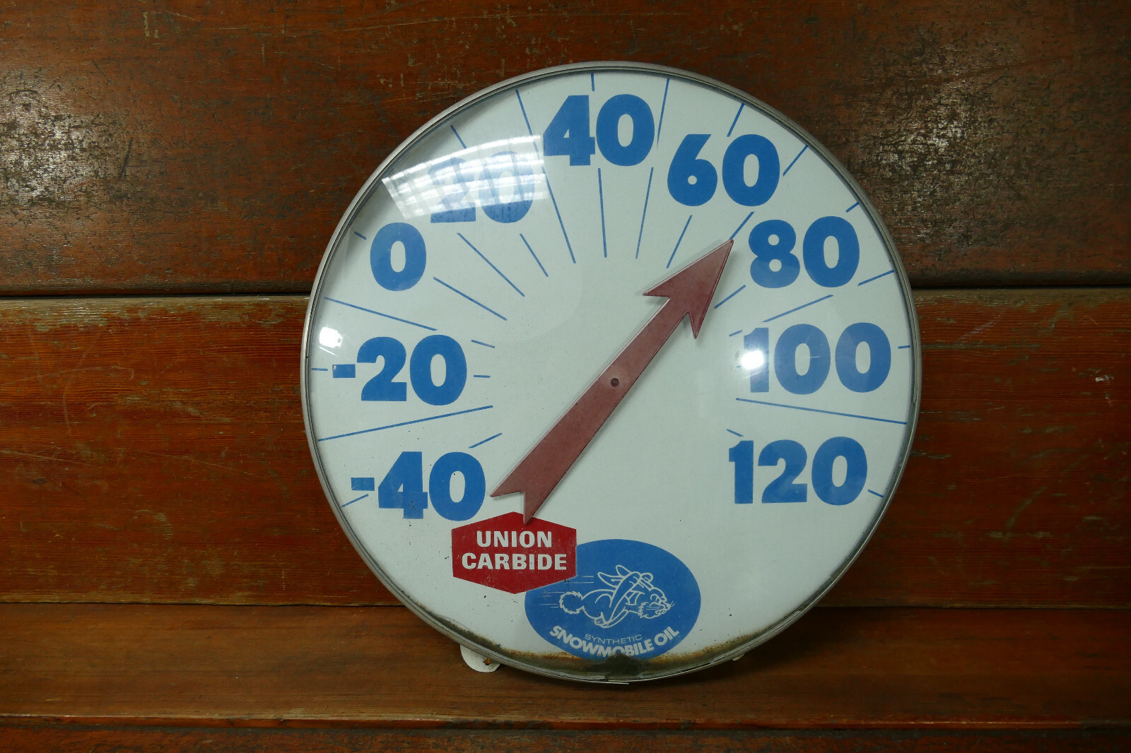 Vintage Union Carbide Snowmobile Oil Ohio Jumbo Dial Thermometer Advertising 18”