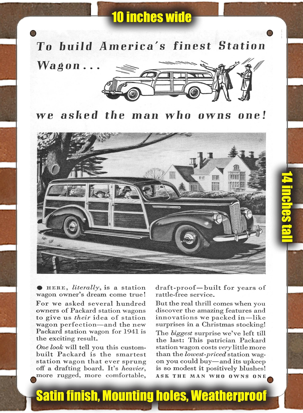 Metal Sign – 1941 Packard Station Wagon- 10×14 inches