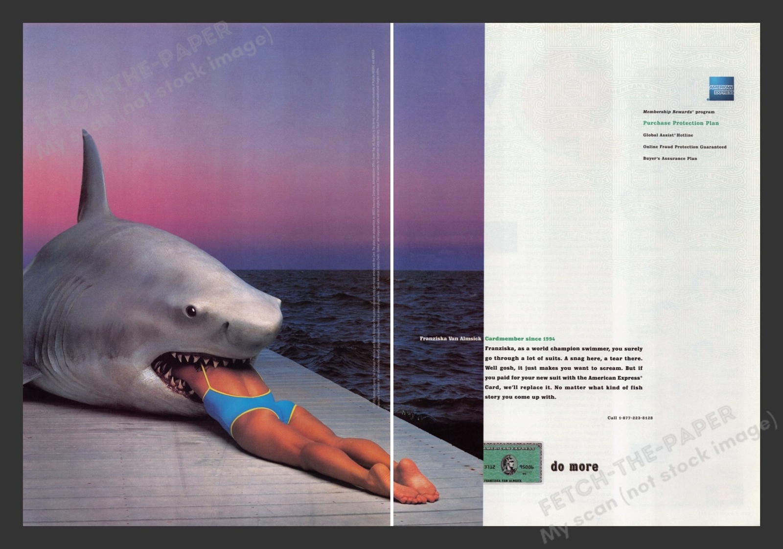 American Express 2000s Print Advertisement (2 pages) 2000 Shark Eating Woman