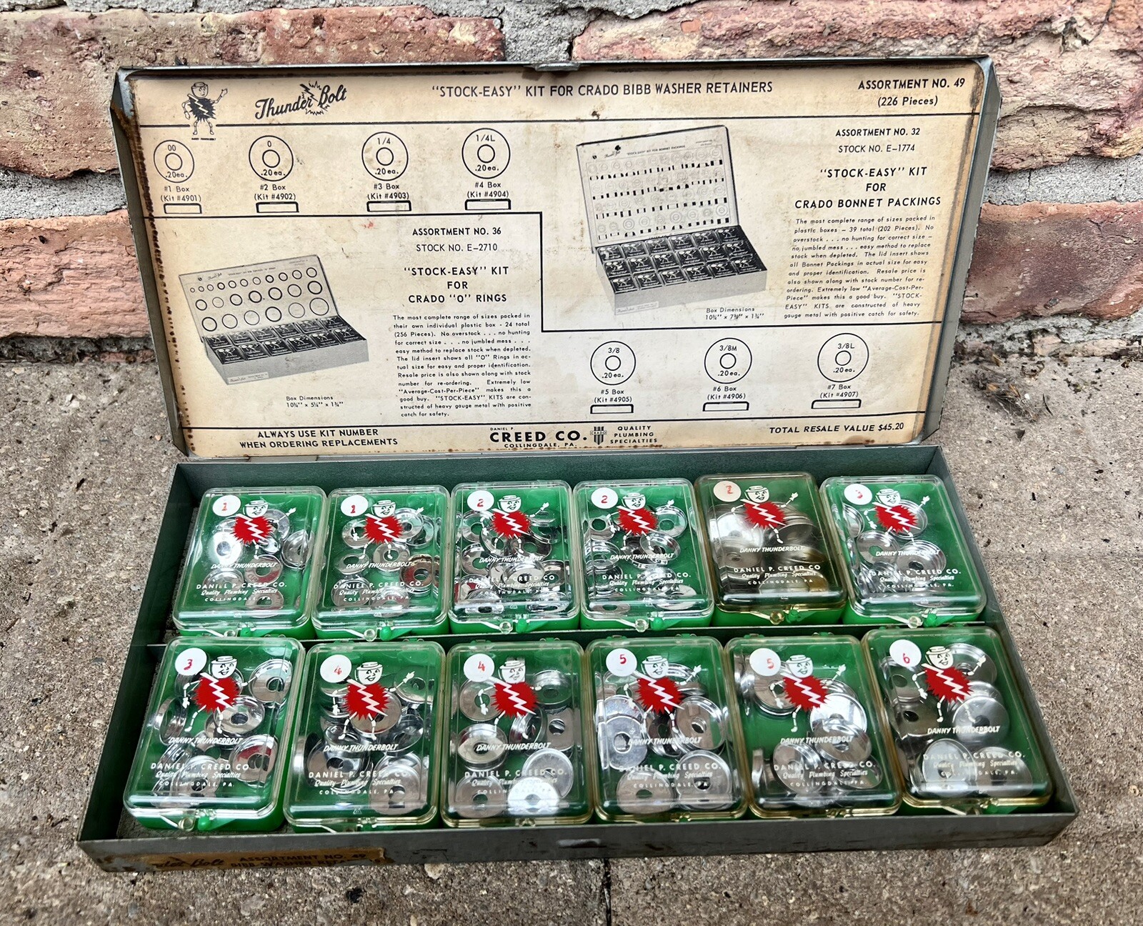 Creed “Danny Thunderbolt” Vintage Plumbing Metal Stock Kit Washers FULL W/ Case