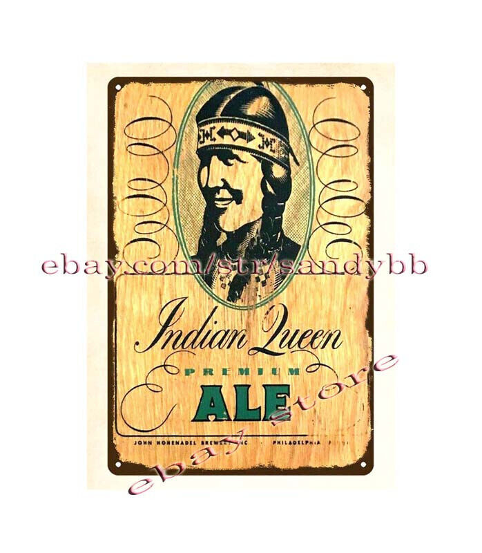 HOHENADEL INDIAN QUEEN ALE metal tin sign nostalgic poster home kitchen wall art