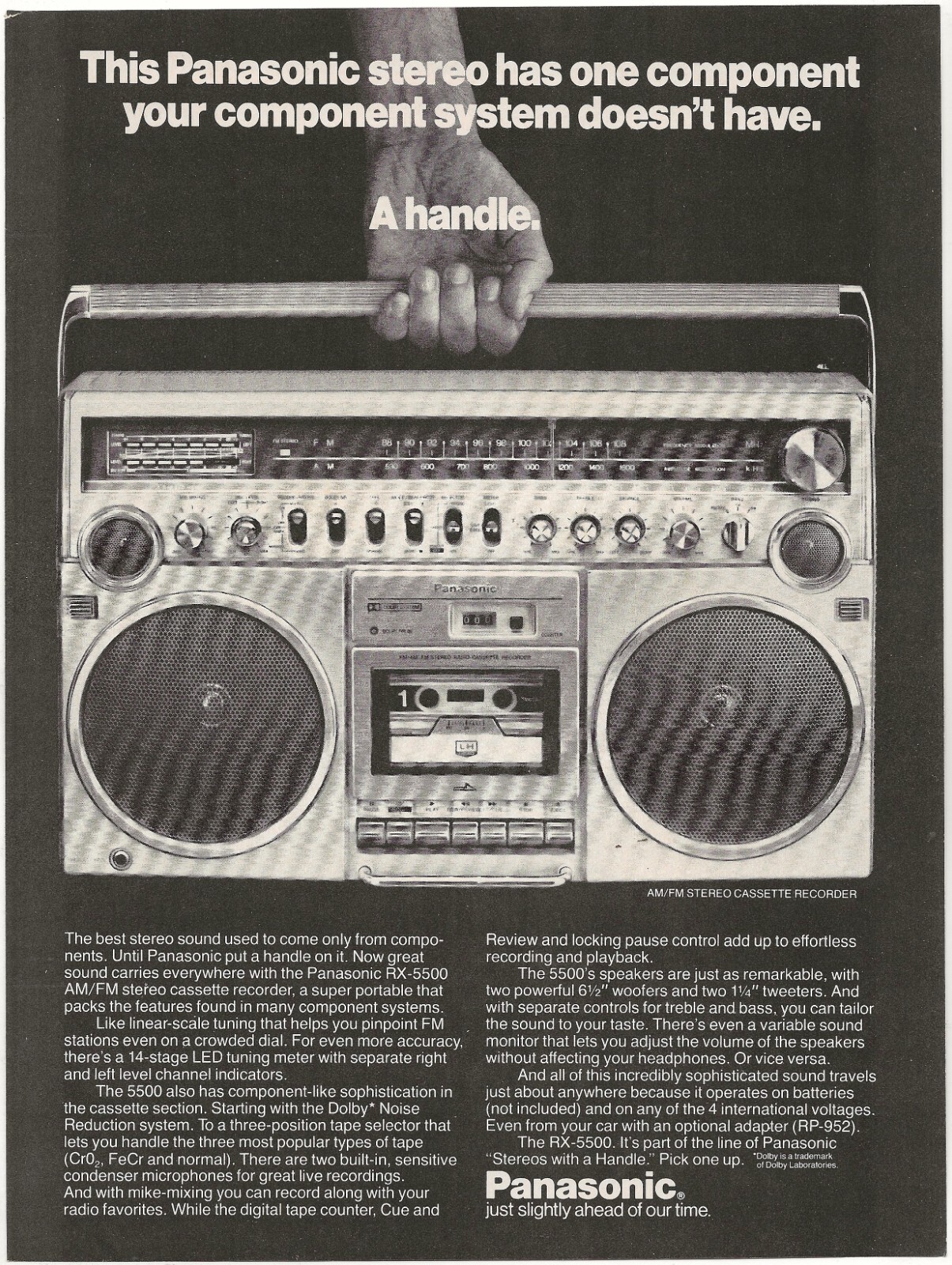 Vintage Print Ad Panasonic RX-5500 AM/FM Stereo Cassette Recorder – Dec 1979