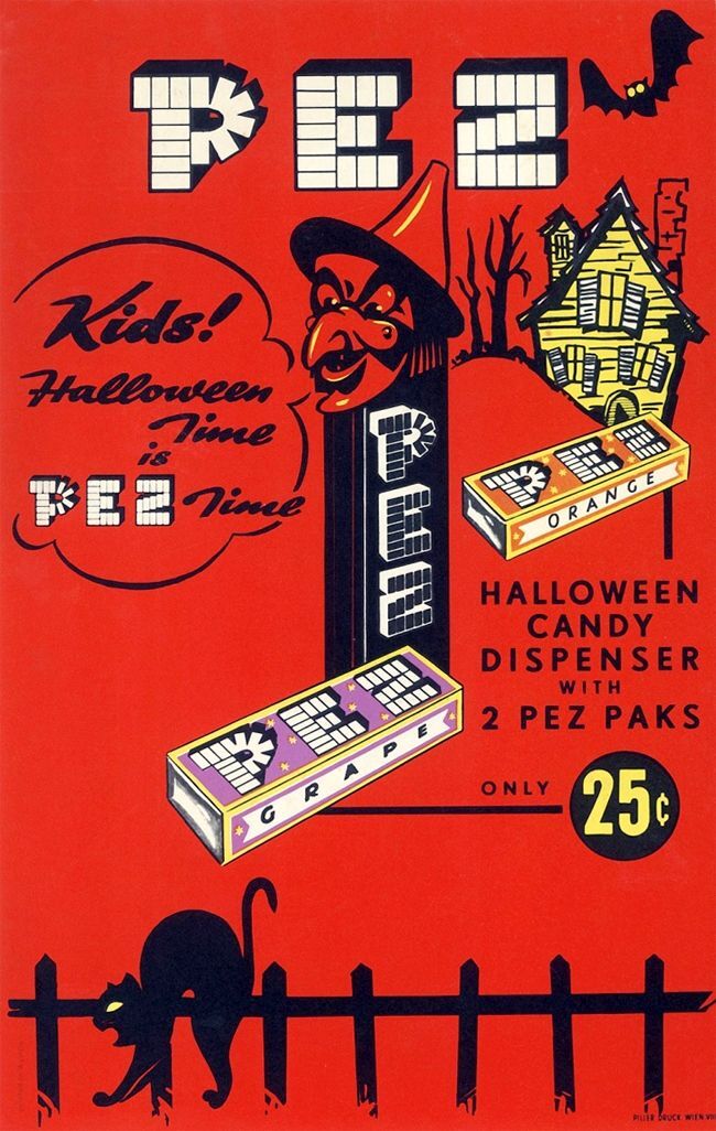 Vintage Pez Halloween Candy Ad Reproduction Print Advertising 17×12