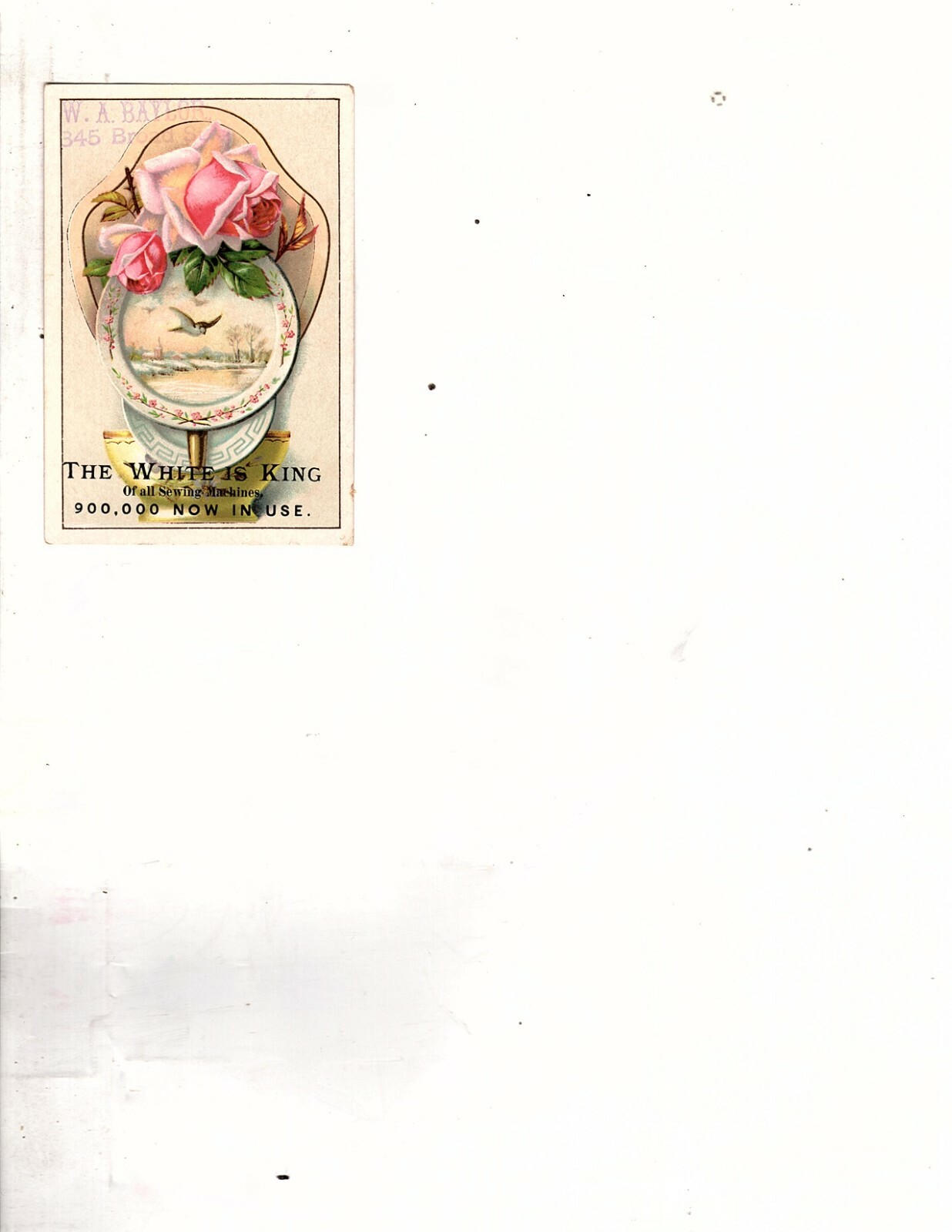Victorian Trade Card The White Is King Of All Sewing Machines Rosespink B (red