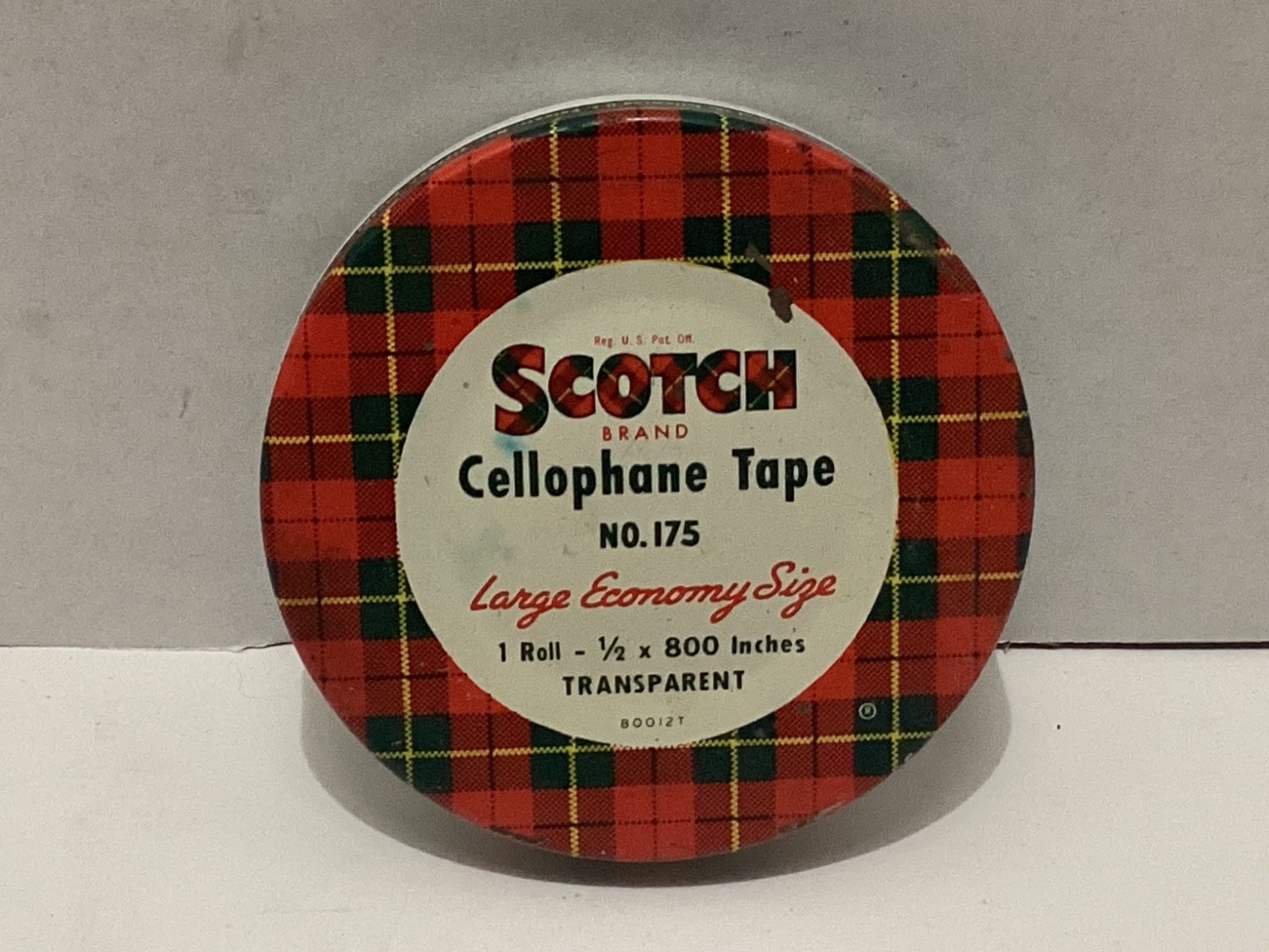 Vintage Scotch Cellophane Tape No. 175 Tin 1/2″ x 800″