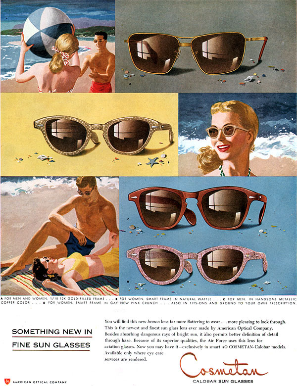 Cosmetan Calobar Sun Glasses AMERICAN OPTICAL Gay Pink Crush NATURAL WAFFLE 1952