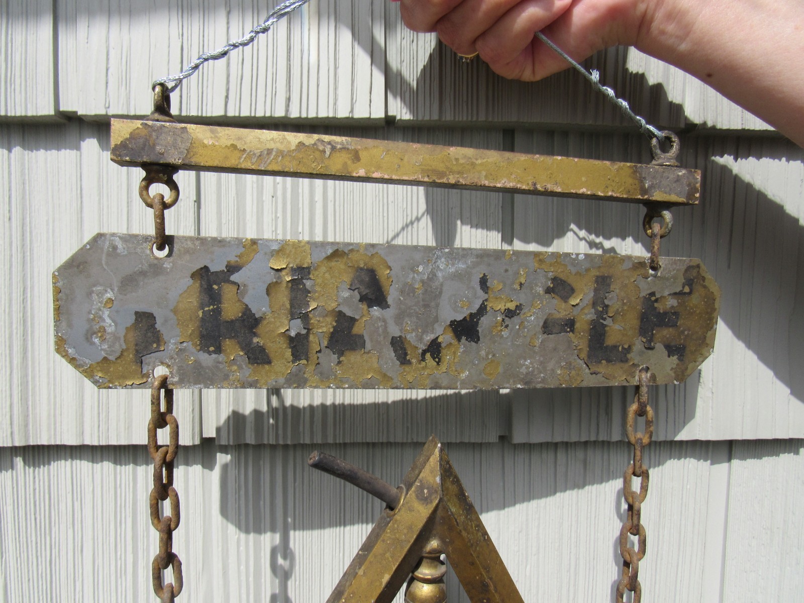 VINTAGE ORIGNAL 1920’s MASONIC LIGHTED TRIANGLE SIGN – DOUBLE SIDED SIGN