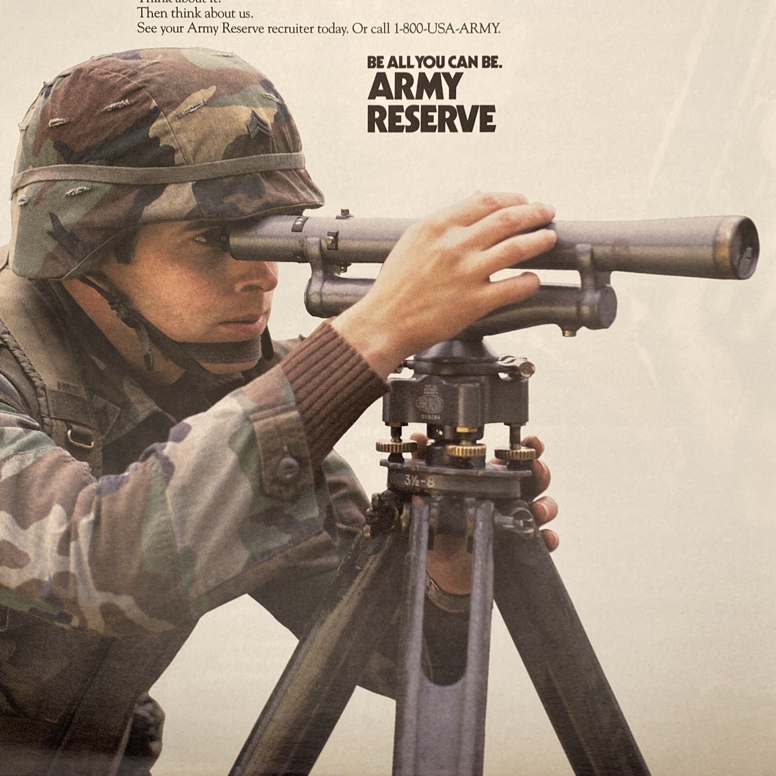 1990 U.S. Army Reserve PRINT AD Recruiting Soldier Surveyor Recruitment College