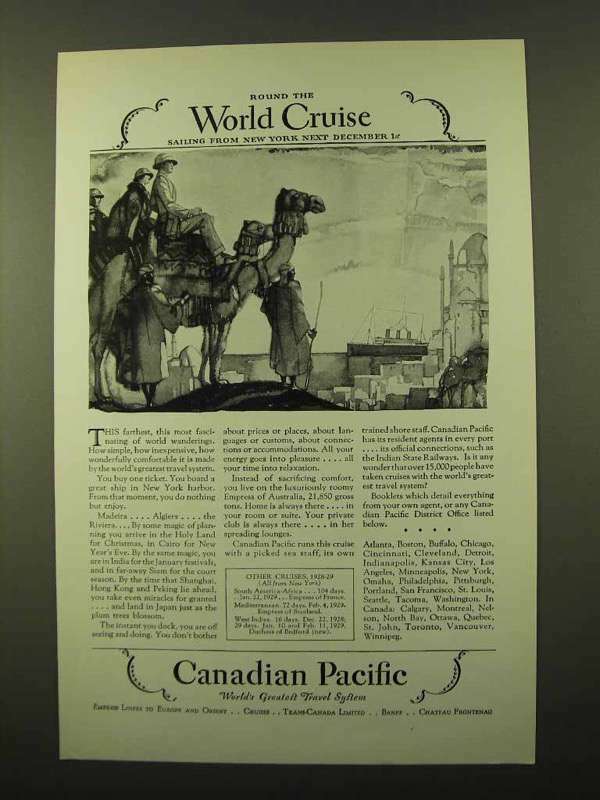 1928 Canadian Pacific Cruise Ad – World Cruise