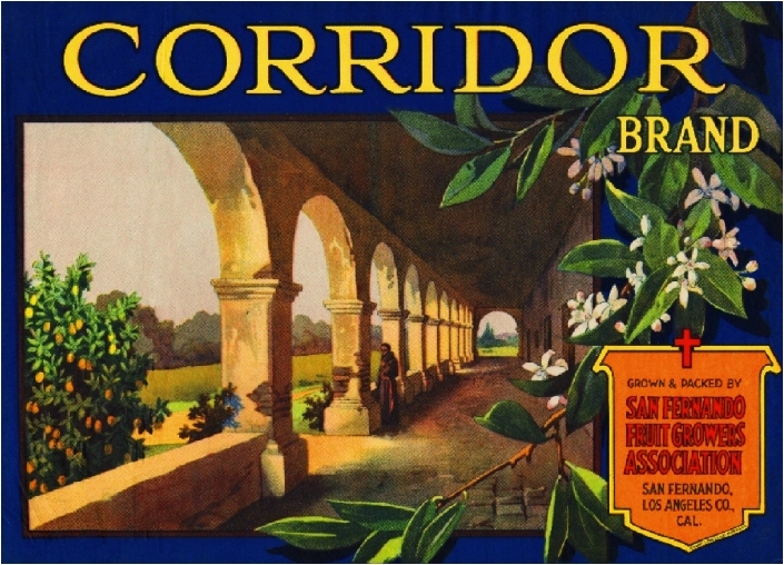 San Fernando Corridor Mission Lemon Citrus Fruit Crate Label Vintage Art Print
