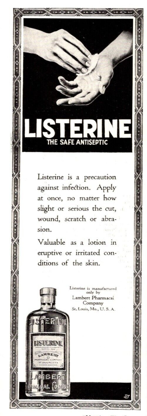Antique 1919 Ad Listerine Antiseptic Townsends Triplex Mower Home Correspondence