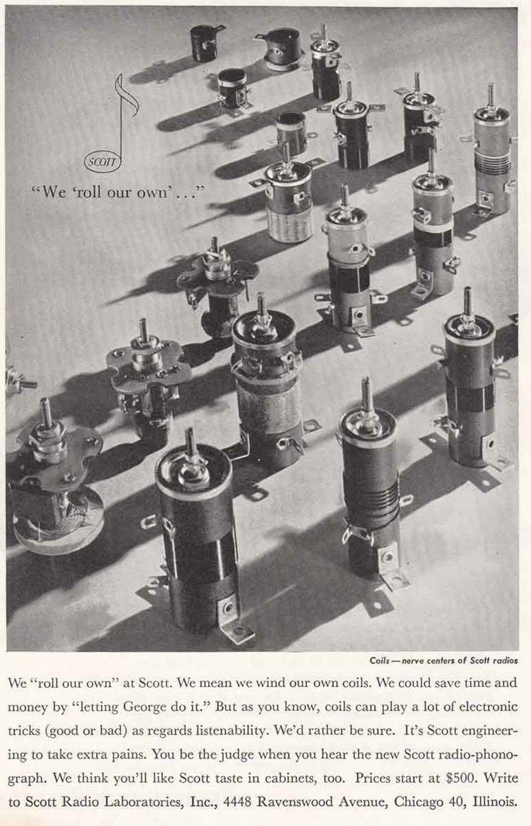 1946 Scott Radio Laboratories: We Roll Our Own Vintage Print Ad