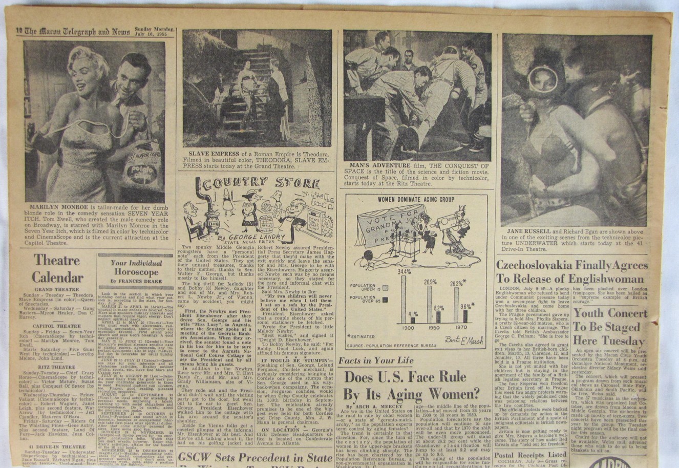 Vintage 1955 SEVEN YEAR ITCH Marilyn Monroe Movie Newspaper / Print Ad