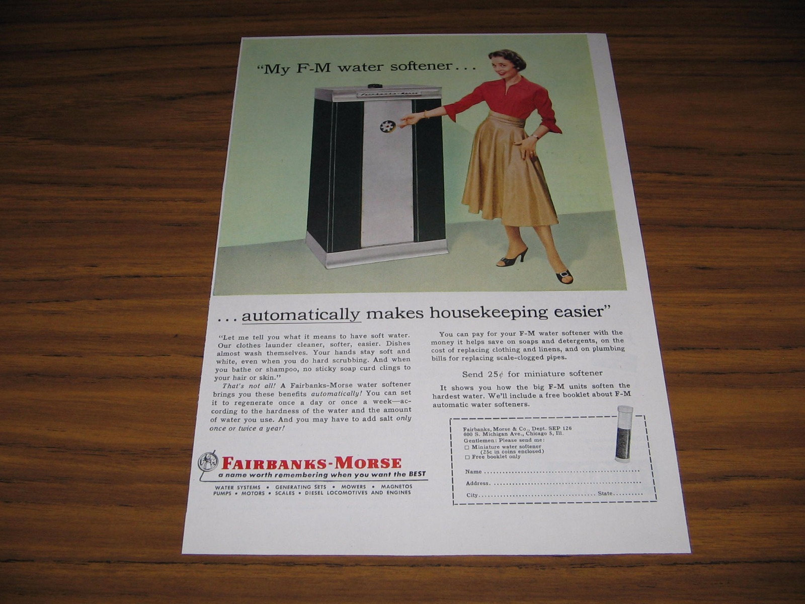 1957 Print Ad Fairbanks-Morse Water Softeners Chicago,IL