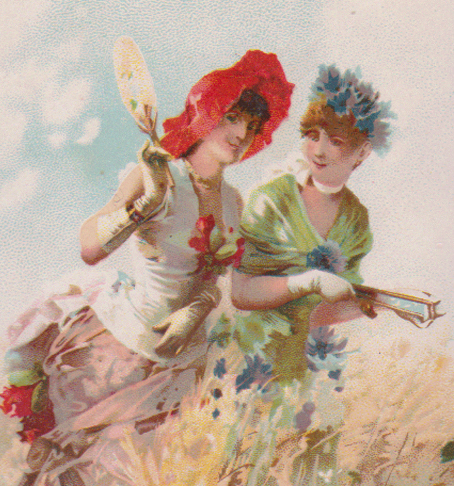 WALTER A WOOD TRADE CARD, SINGLE APRON, BINDING HARVESTER, PRETTY LADIES C1114