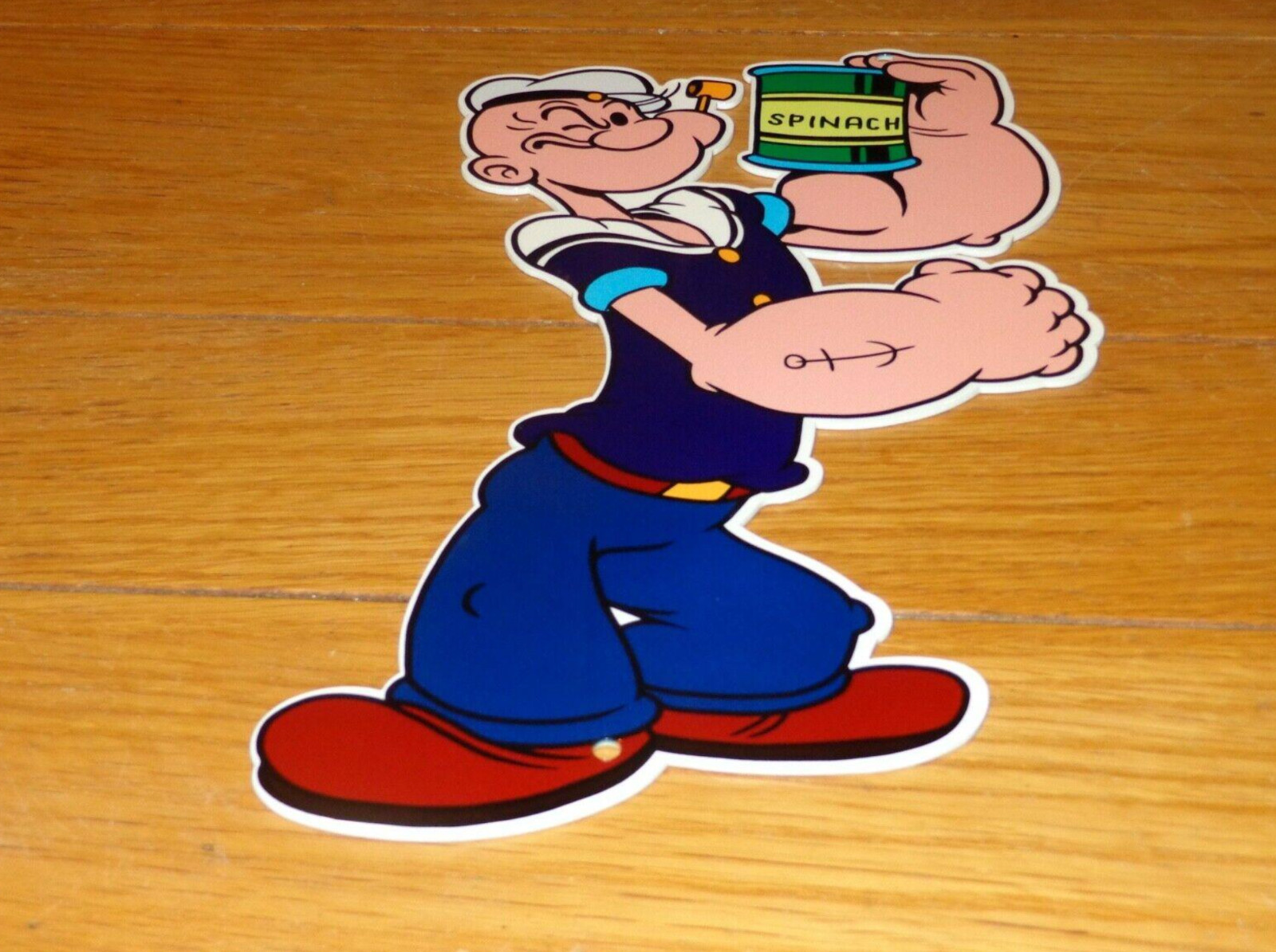 VINTAGE POPEYE THE SAILOR MAN +SPINACH 13″ METAL SODA CARTOON GASOLINE OIL SIGN