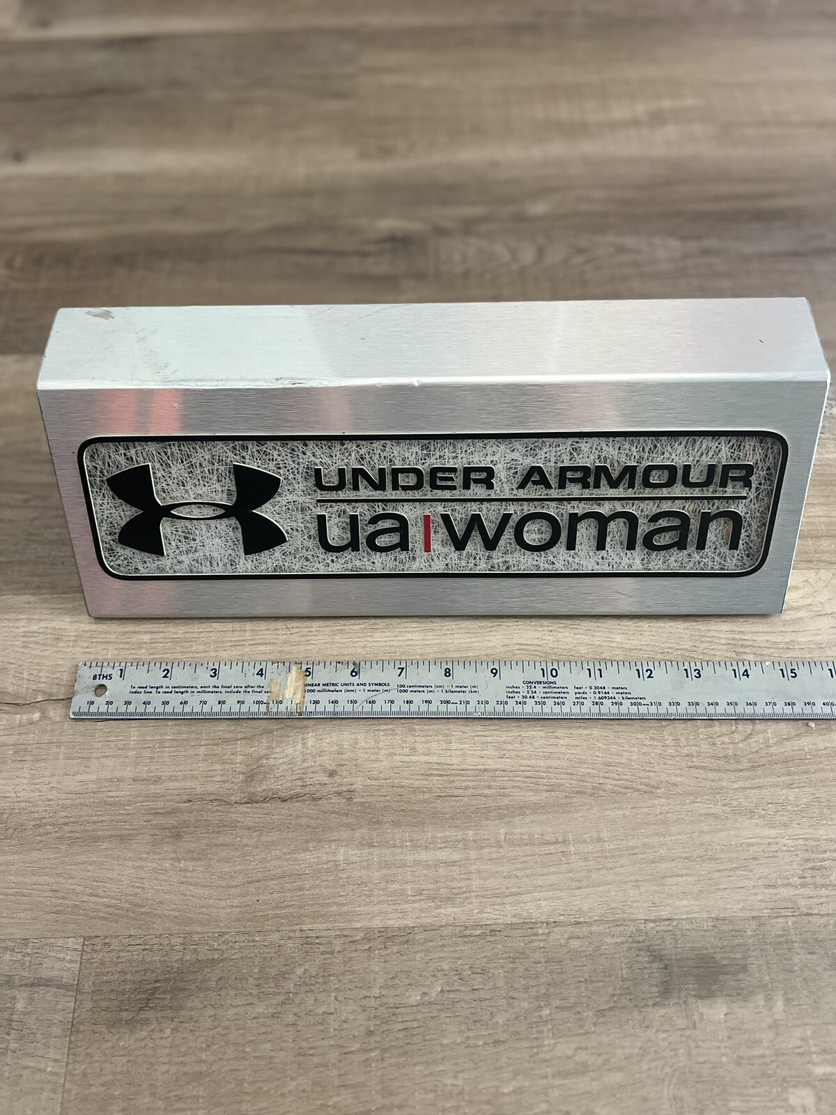 Under Armour Women UA Logo Metal Retail Store Display Sign 15” X 5” X 4”