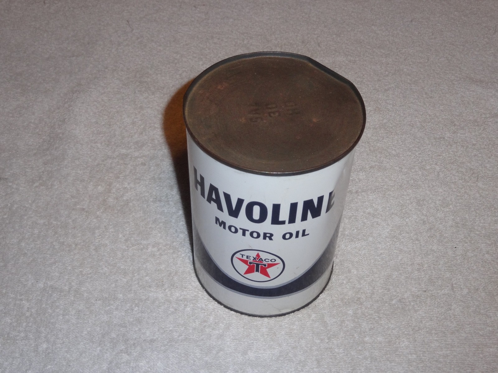 VINTAGE ANTIQUE ORIGINAL TEXACO HAVOLINE MOTOR OIL METAL SEALED QUART! GASOLINE