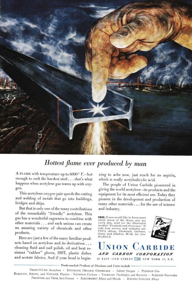 1950 Union Carbide And Carbon Company Vintage Color Print Ad Ephemera