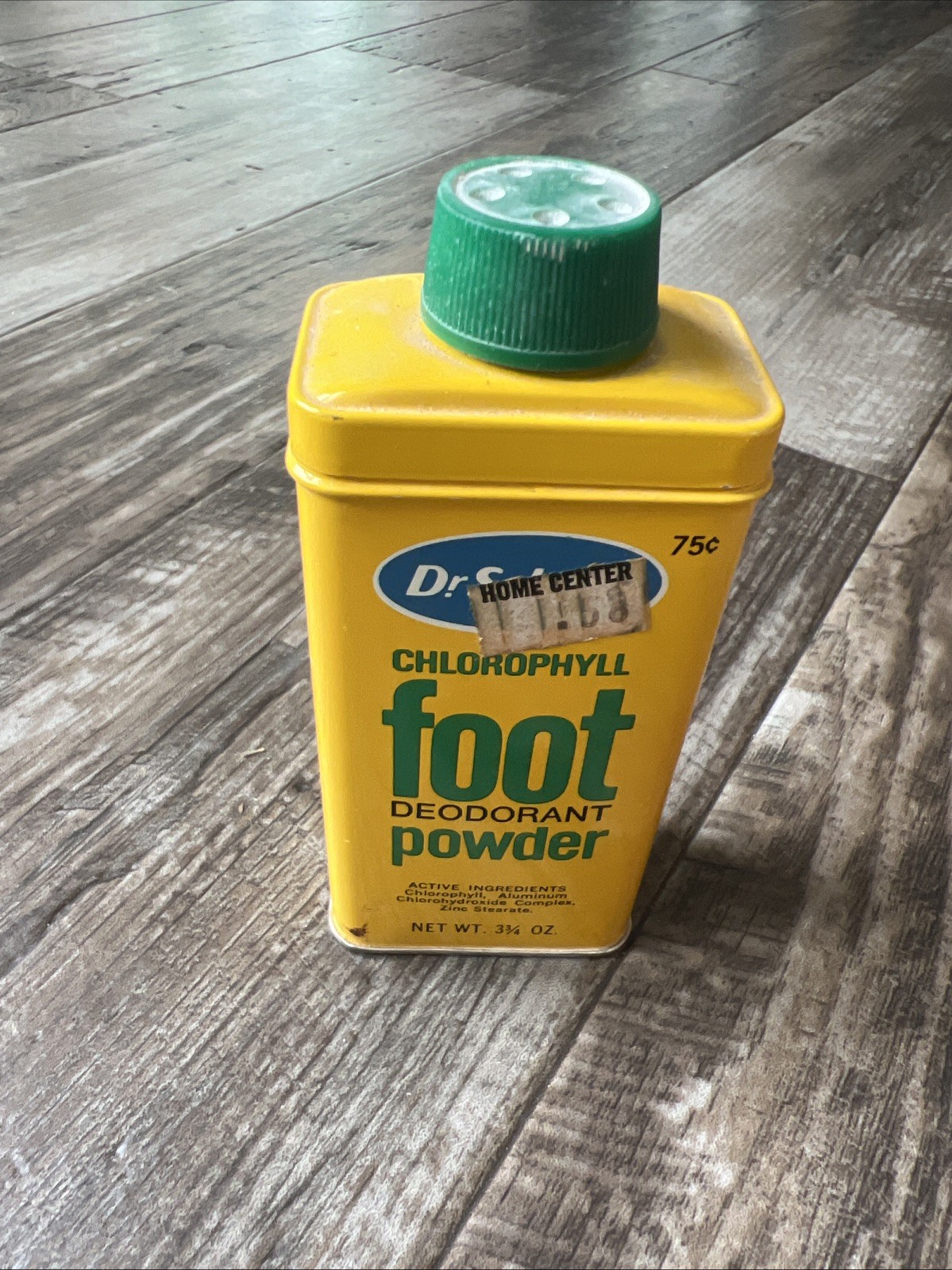 Vintage Dr. Scholl’s Chlorophyll Foot Powder Medicine Metal Tin 1972