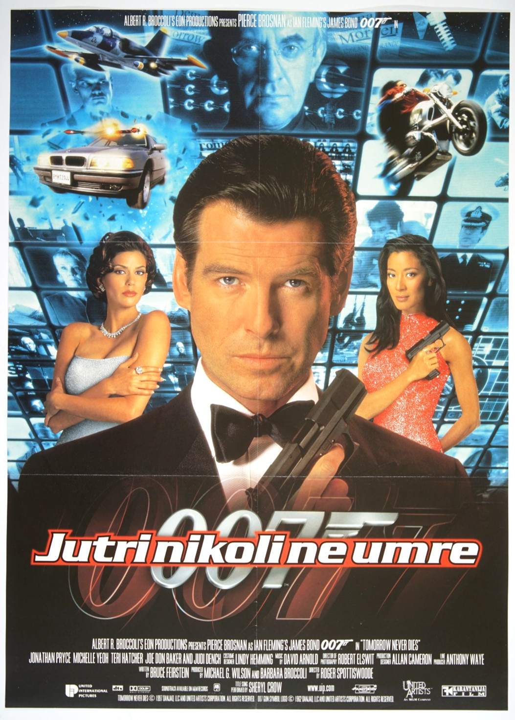 TOMORROW NEVER DIES Original SLO movie poster 1997 PIERCE BROSNAN JAMES BOND 007