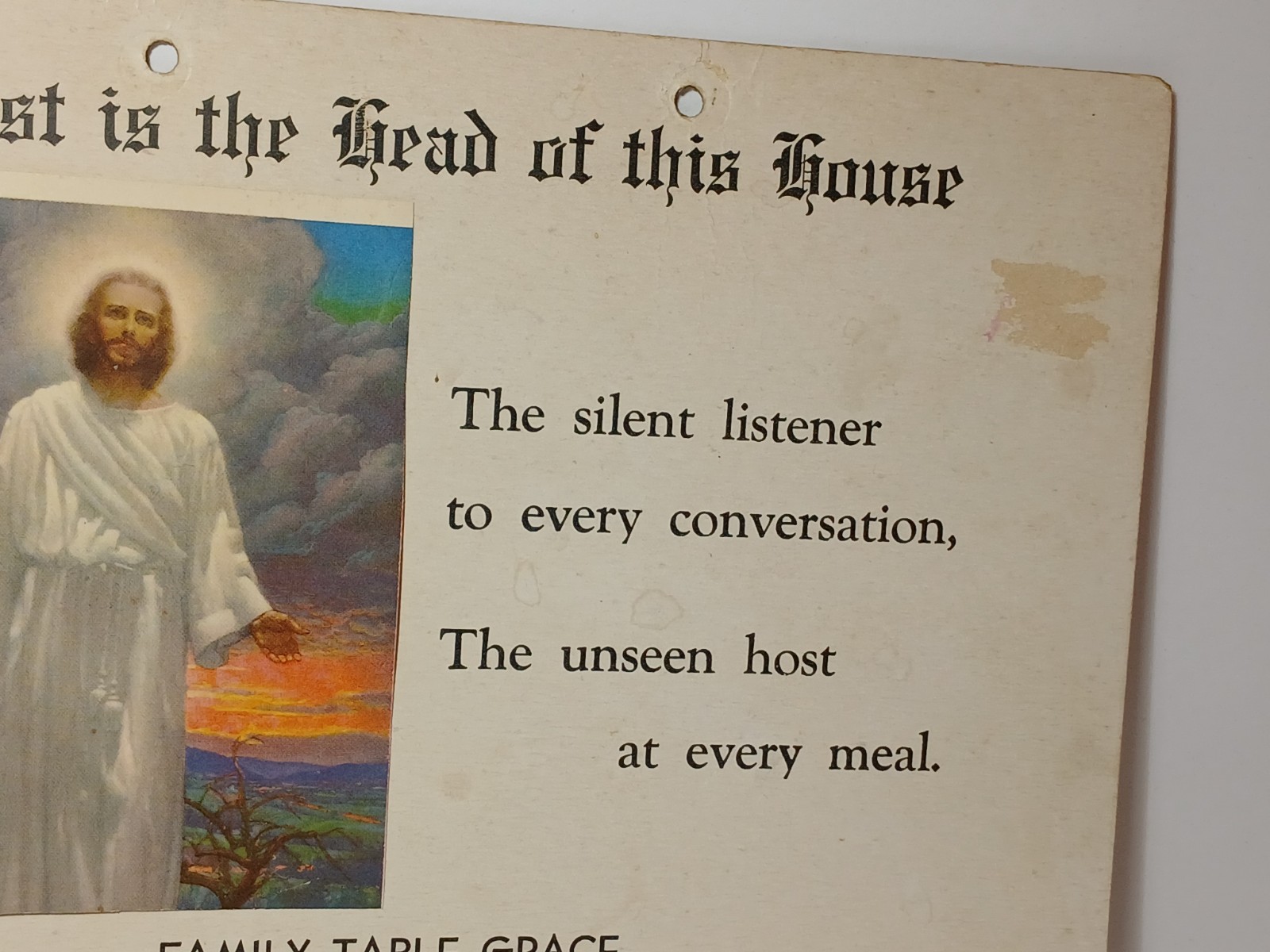 1940s WW2 Era Vintage Jesus Christ is the Head of this House Sign WW2 Military