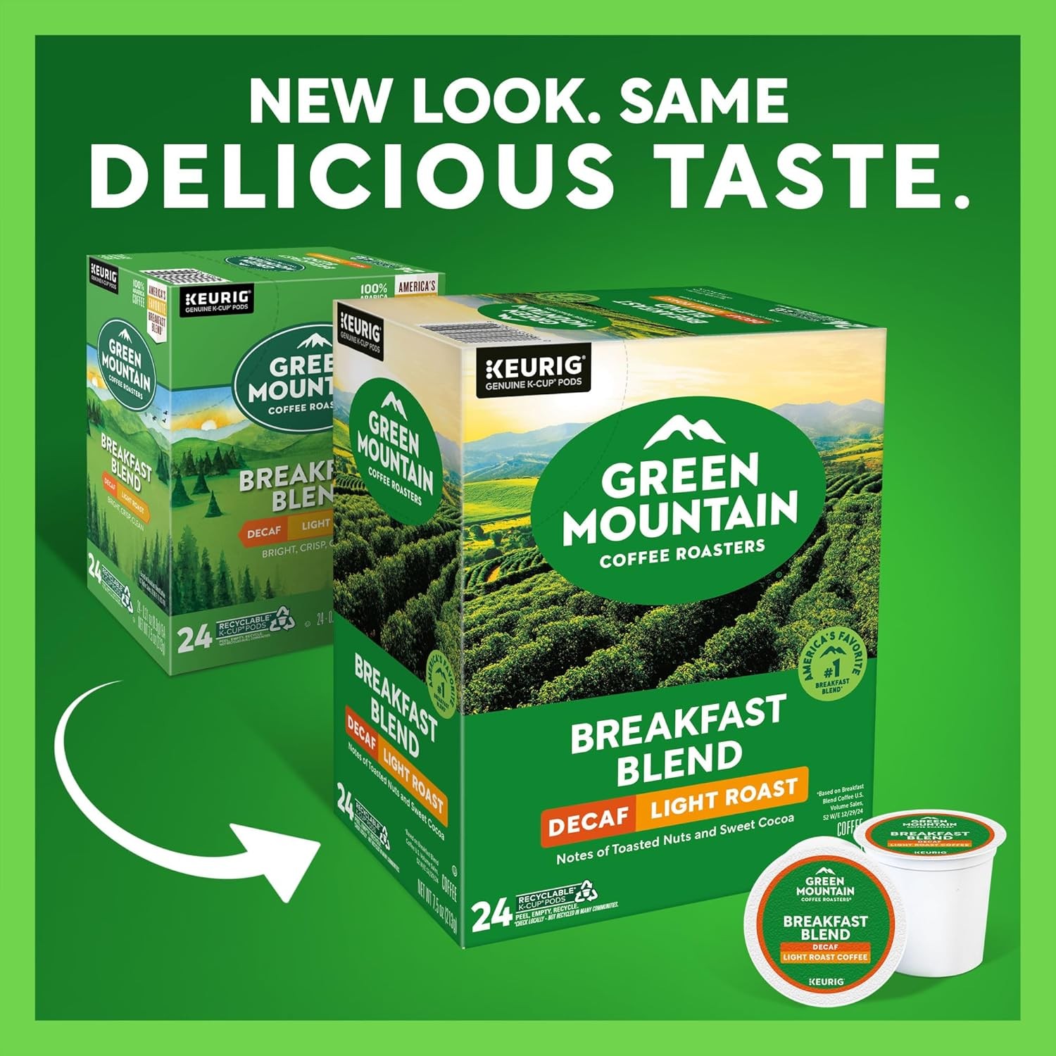 Green Mountain Coffee Breakfast Blend Decaf Keurig Single-Serve K-Cup pods, Li