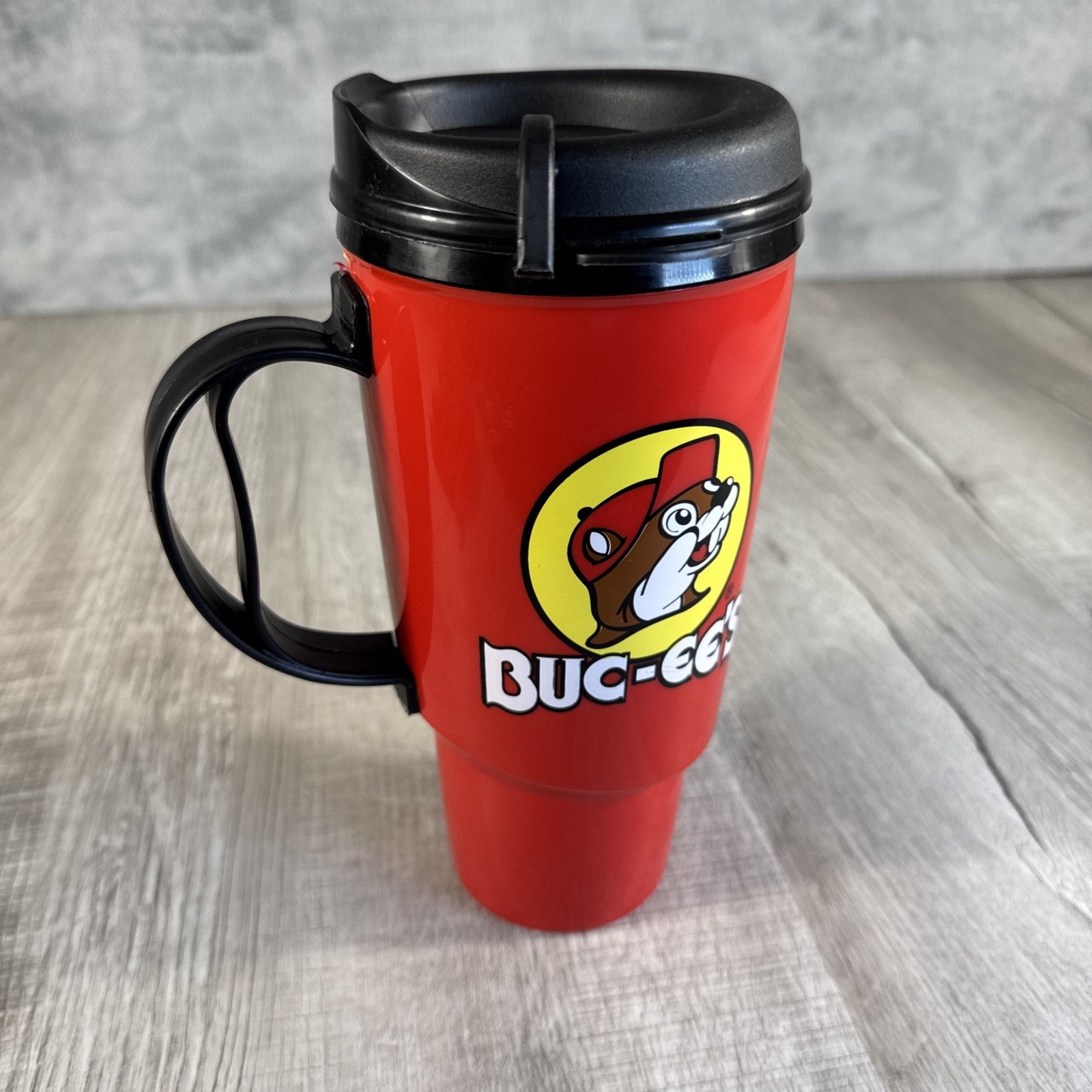 Buc-ee’s 34 oz Travel Mug Red Beaver Logo Insulated Coffee Mug w/ Lid Used