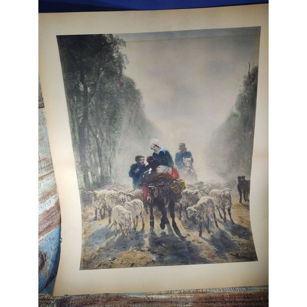 Vintage Constant Troyon : “On the road to Market” print, 1950-60
