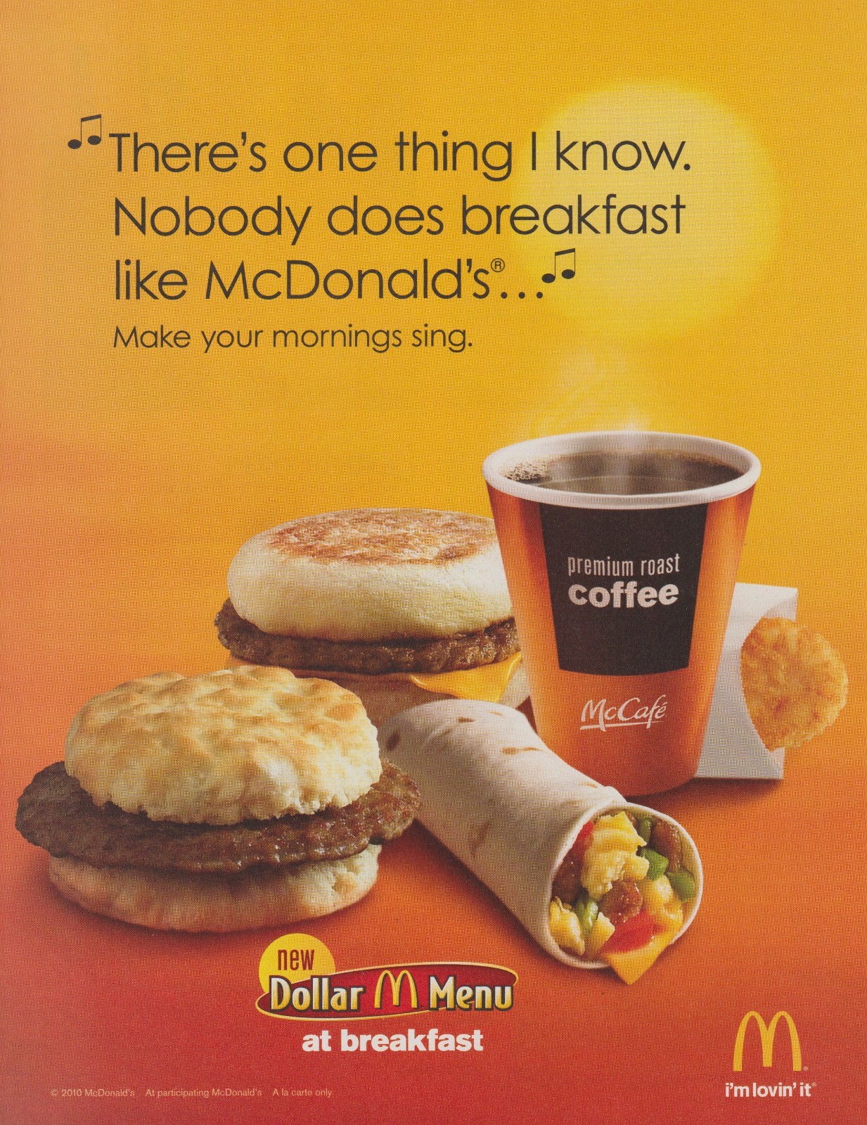 2010 McDonald’s Restaurant – “There’s One Thing I Know”- Magazine Print Ad Photo