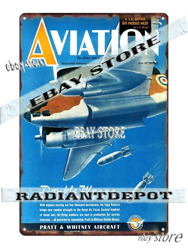 Tin Sign 1941 Vintage Twin Engine Transport Plane man cave
