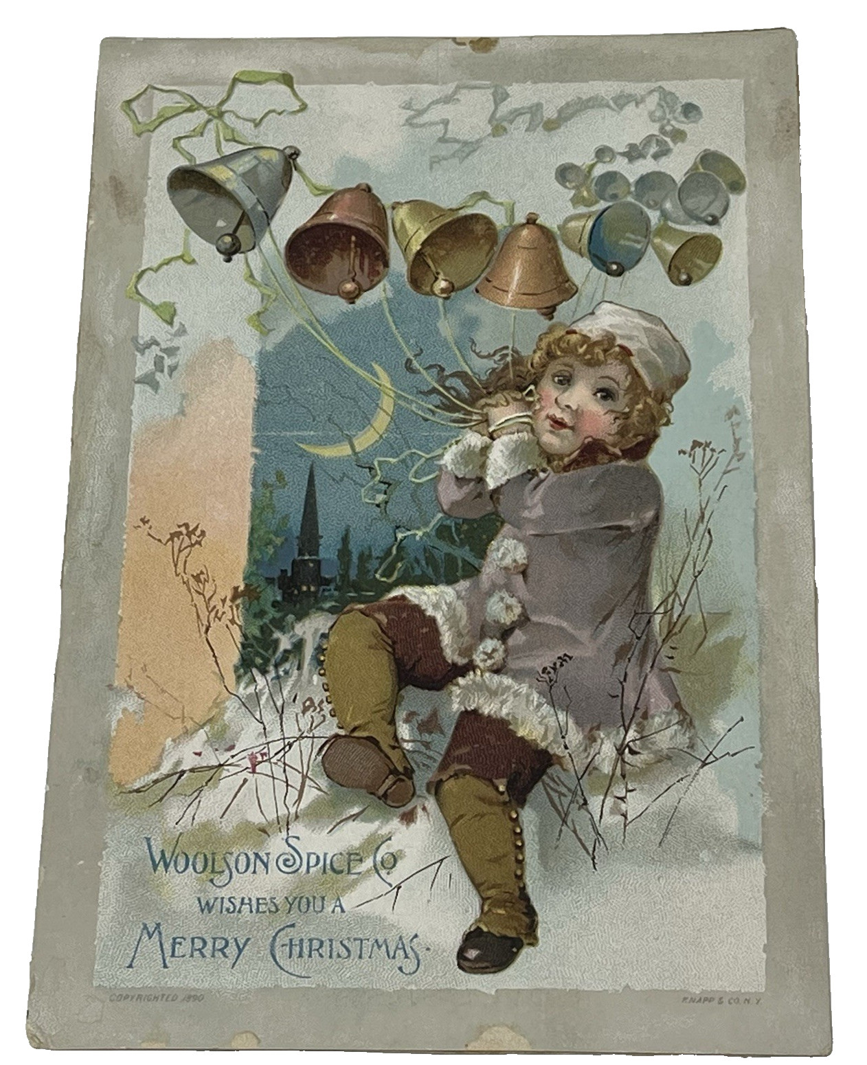 1890’s Lion Coffee Woolson Spice Merry Christmas Victorian Trade Card