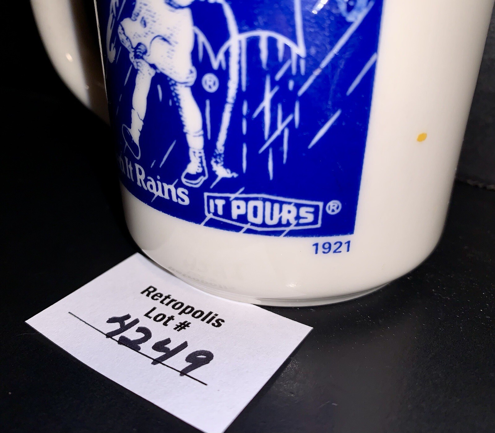 MORTON SALT Girl 1921 Logo When It Rains It Pours COFFEE Mug Vintage
